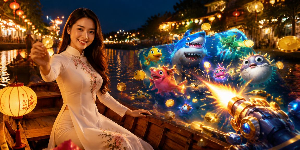 Không khí đèn lồng Hội An về đêm gợi nhớ chủ đề game bắn cá truyền thống tại 1802